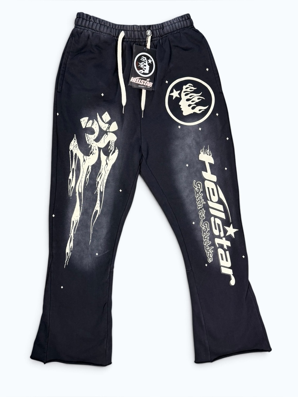 NWT Hellstar Birth to Paradise Graphic Flare Sweatpants Black Size Small